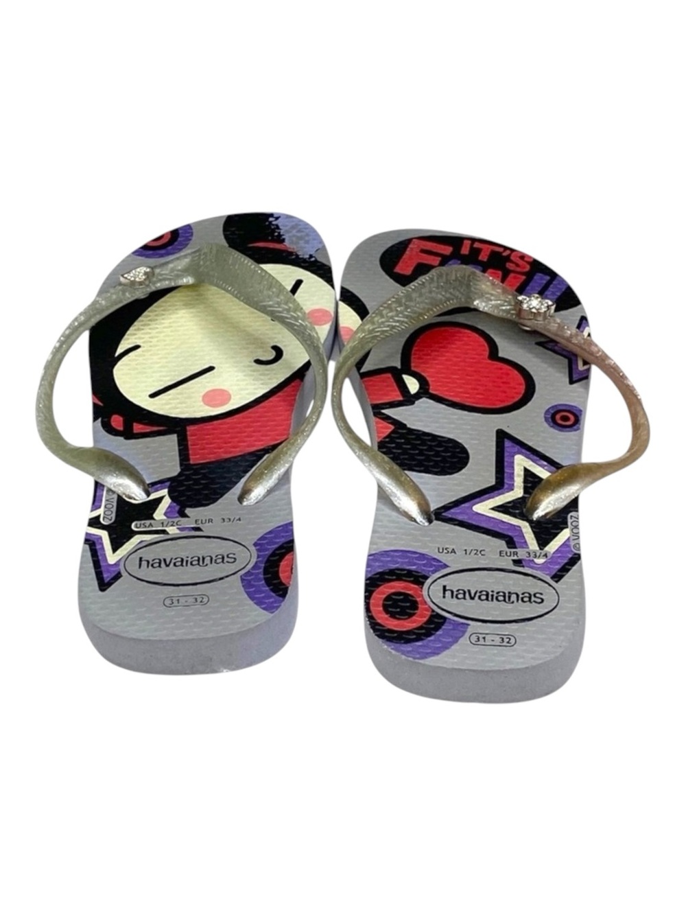 Havaianas x VOOZ ☼ Thong Flip Flop Sandals ☼ Decorative Crystalized Studs ☼ Grey - Picture 9 of 16